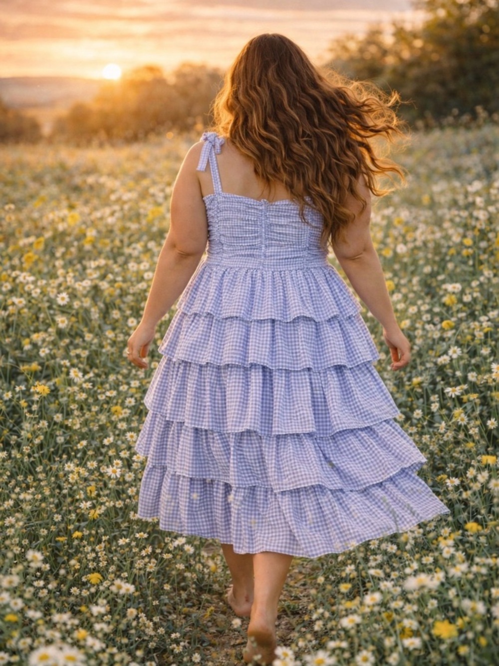 Jessakae Blue & White Gingham Ruffle Tie Estella Maxi Dress, XL, EUC! - Picture 2 of 4